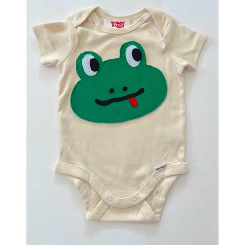 Handmade Appliquéd Frog Onesie – Whimsical Baby Shower Gift - Nature Lovers - Frog Top