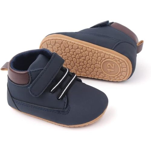 Meckior Toddler Baby Boys Girls High Tops Ankle Sneakers Soft Anti-Slip Sole PU Leather Moccasins Infant Newborn Prewalker First Walking Crib Shoes
