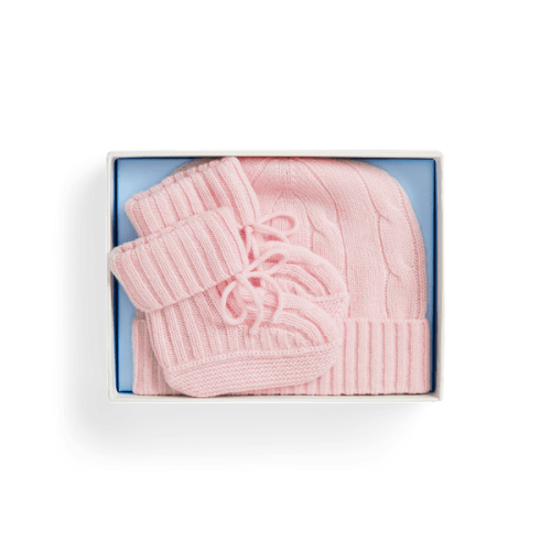 Cashmere Baby Hat with Bootie in Morning Pink | Over The Moon