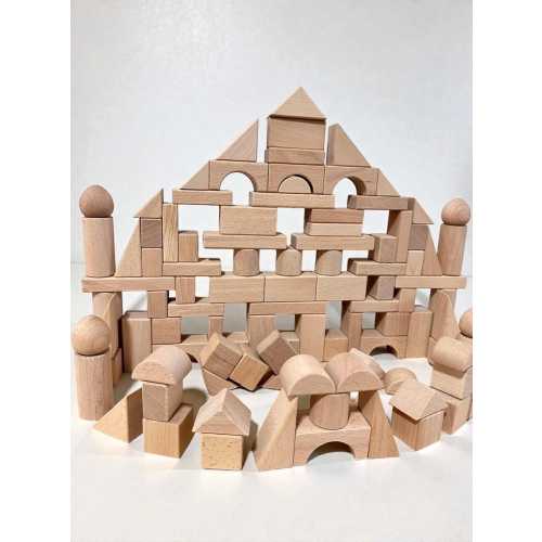 Handcrafted Wooden Building Blocks 100pcs| Montessori & Waldorf Educational Toy| Open-Ended Play Gift