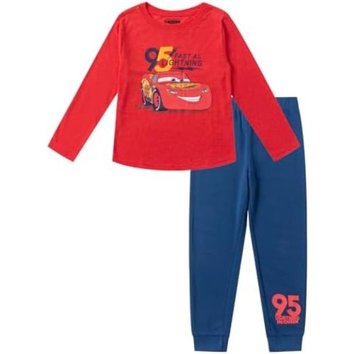 Disney Cars Lightning McQueen Boys Long Sleeve Shirt and Pant Set for Kids
