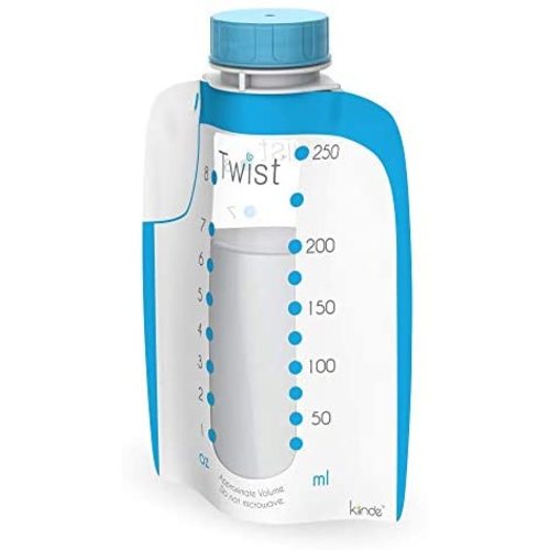 Kiinde Twist Pouch Direct-Pump Direct-Feed Twist Cap Breast Milk Storage Bag for Pumping, Freezing, Heating and Feeding, Pre-Sterilized, Breast Feeding Essentials, 8 Ounce, Pack of 80