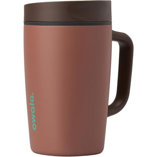Owala SmoothSip Slider Stainless Steel Insulated Travel Mug with handle, 100% Leak Proof, For Hot and Cold Drinks, Travel Friendly with Sliding Lock Lid, 12oz, BPA Free, Leak Proof, Cozy Cocoa