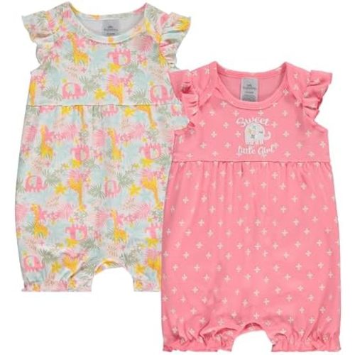 Cudlie 2-Pack Baby Girl Rompers – Soft Cotton, Everyday Comfort