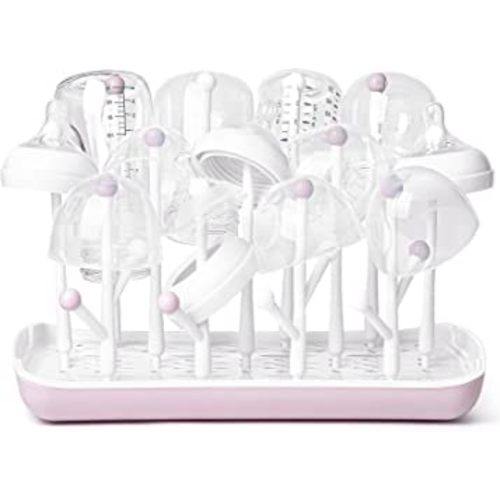 Termichy Baby Bottle Drying Rack, Large Capacity Baby Bottle Rack for Bottles, Dry Rack with Removable Water Tray(Pink)