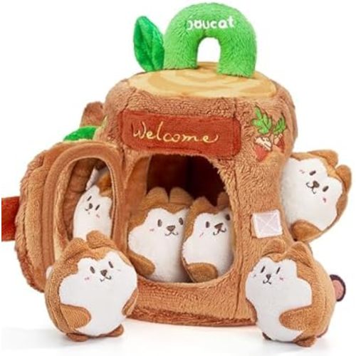 JoyCat Baby Toys 6-12 Months - Soft Baby Treehouse with 5 Sensory Squirrels - Rattle, Crinkle Paper, Squeaker, Mirror, Busy Montessori Soft Toys for Toddlers 0-3 Years Old - Christmas Birthday Gift