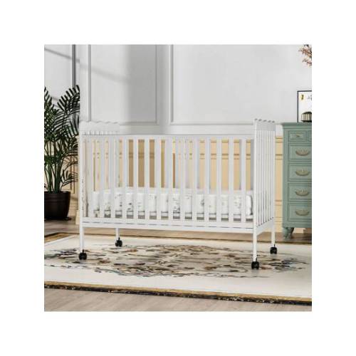 Goldzone 3-In-1 Convertible Crib, Small Toddler Infant Bed With Locking Wheels For Newborn Nursery Furniture, Made Of Pinewood With Adjustable Mattress Height