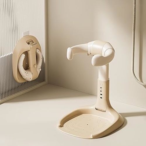 Baby Bath Stand with Adjustable 5 Levels – Foldable Infant Bath Seat for 6+ Months, Non-Slip & Easy-Clean Design, Travel-Friendly Cream Bath Support (No Assembly, Space-Saving)