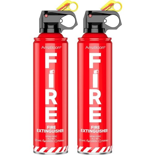 2-Pack Fire Extinguisher for Home, Kitchen, Car, and Grill with Mounting Bracket– Extinguishing Spray, Compact A, B, C, K – Eco-Friendly, Prevents Reignition.