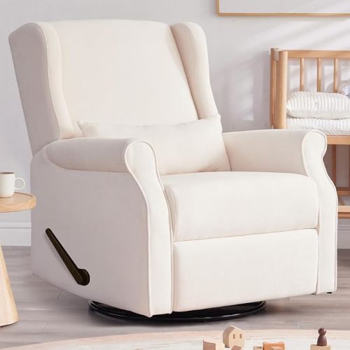 Eiayeebil Nursery Swivel Glider Recliner,Rocking Chair Nursery with Footrest,Rocking Recliner Chair for Nursery,Glider Rocker Recliner for Living Room & Bedroom,Beige