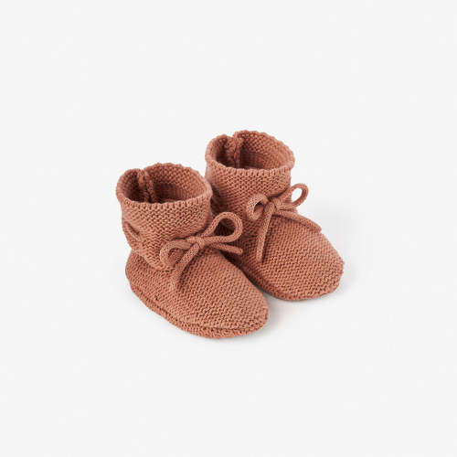 Rust Garter Knit Baby Booties
 – Elegant Baby