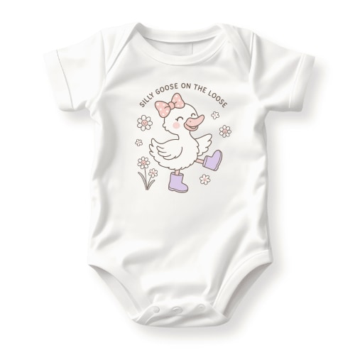 Silly Goose On The Loose Baby Bodysuit, Newborn Outfit, Baby Clothes, Gift for Children 0-3m White