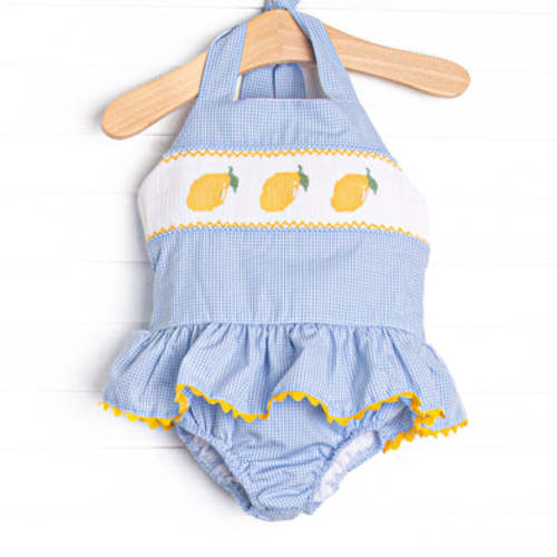 Lakeside Lemonade Smocked One Piece, Blue – Stitchy Fish