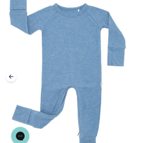 Heather Blue Ribbed Crescent Zippy - Little Sleepies