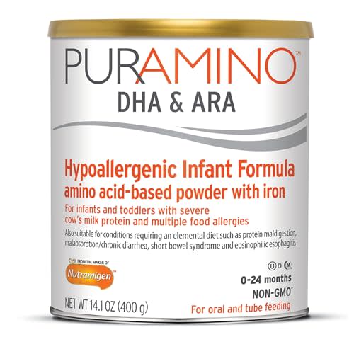 PurAmino, Hypoallergenic Amino Acid based Infant Formula for Severe Food Allergies and GI conditions, Nutritionally Complete Baby formula, 14.1oz can