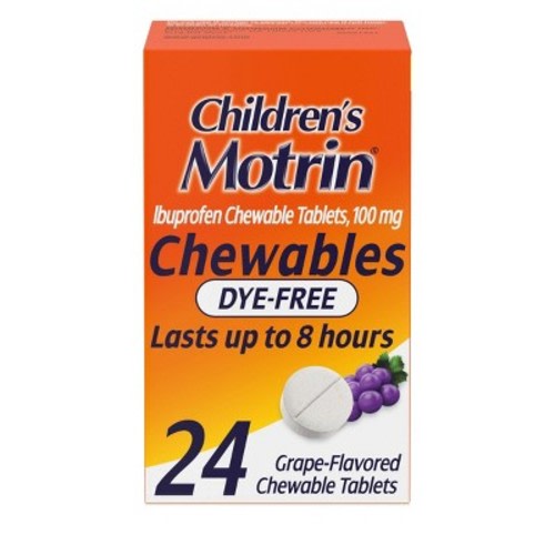 Children's Motrin Dye-Free Pain Reliever and Fever Reducer Ibuprofen ChewableTablets - Grape Flavor - 24ct
