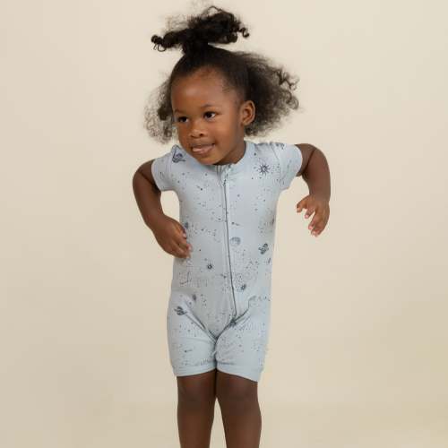 Organic Short Zip Romper - Celestial