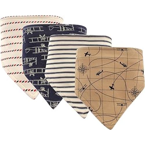 Hudson Baby Unisex Baby Cotton Bandana Bibs, Airplane, One Size