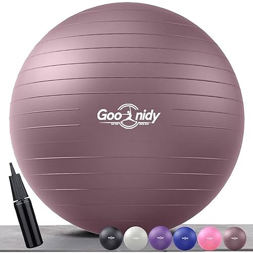 Soft Exercise Ball, Anti-Burst Pilates Yoga Ball Chair Supports 2200lb, Workout Equipment w/Pump for Women Pregnancy, Medicine, Birthing, Physical Therapy, Stability, Excersing, Birth, Swiss, Fitness