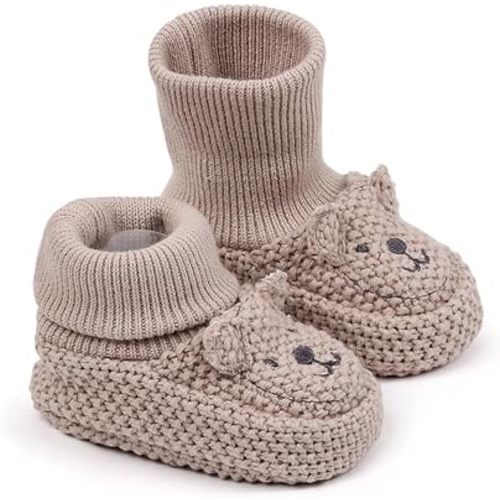 HsdsBebe Newborn Baby Boys Girls Booties Knit Cartoon animal Booties Warm Soft Cozy Socks Shoes for Baby Shower Table Decorations