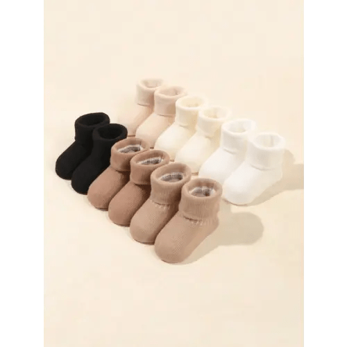 6pairs/Pack Infant Solid Color Flat Turnover Toe Socks, Fall & Winter | SHEIN USA