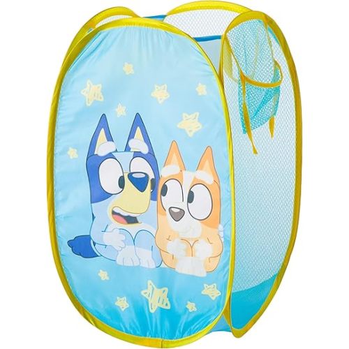 Bluey Pop-Up Hamper with Carry Handles – 21" x 13.5", Bluey and Bingo Design, Lightweight & Collapsible Laundry Basket for Kids’ Bedroom, Bathroom, or Playroom
