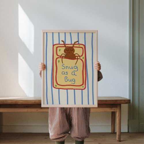 Snug as a bug - Bright BOYS Room - Toddler Poster - Playroom Print - modern toddler decor