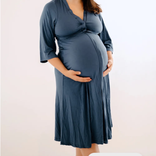 Lila Labor & Postpartum Gown in Midnight Blue