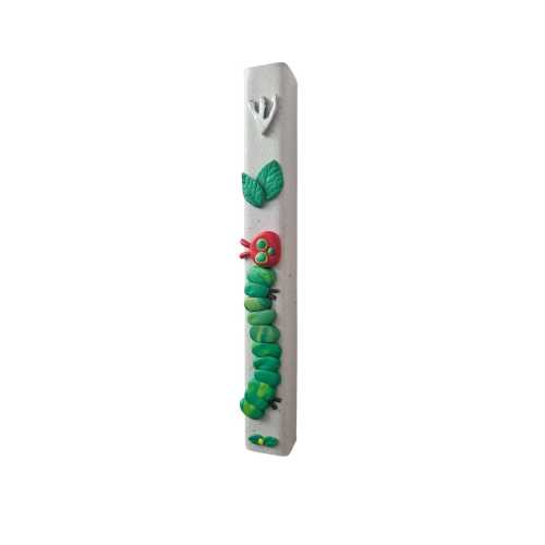 The Very Hungry Caterpillar Mezuzah case, Handmade Polymer Clay Baby Gift, Judaica, Children, Kids Gift