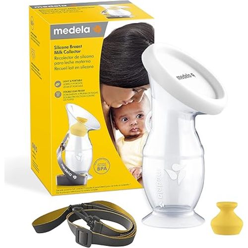 Medela Silicone Breast Milk Collector, Milk Saver with Spill-Resistant Stopper, Suction Base and Lanyard, 3.4 oz/100 mL