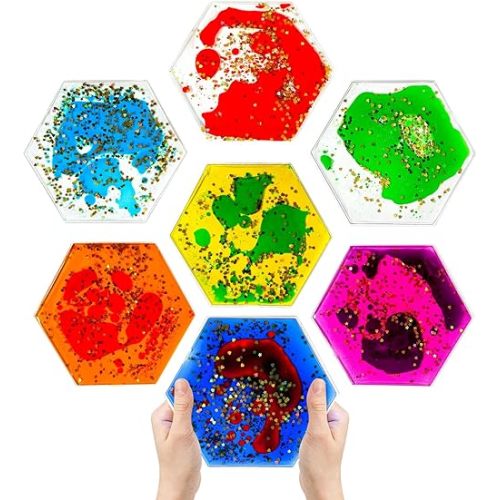 Jumble Comb Hexagon Liquid Motion Sensory Fidget Toys for Kids & Toddlers – Autism Sensory, ADHD Fidgeting, Stress, Focus & Visual Stimulation – Colorful Squishy Toys for Ages 3-8, Classroom & Travel