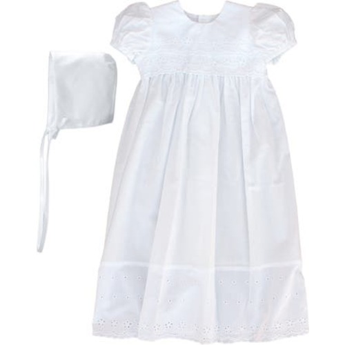 Cotton Eyelet Christening Gown, 3M