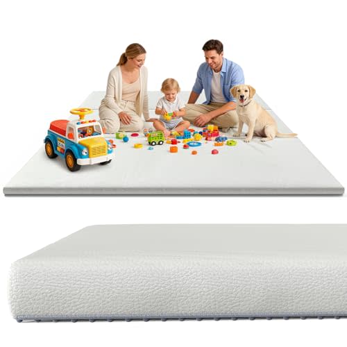Play Mat for Floor 79x79 Inch, Foldable Play Mat with Removable Machine Washable Cover, Extra Thick Crawling Mat, Waterproof Non-Slip Large Activity Mat