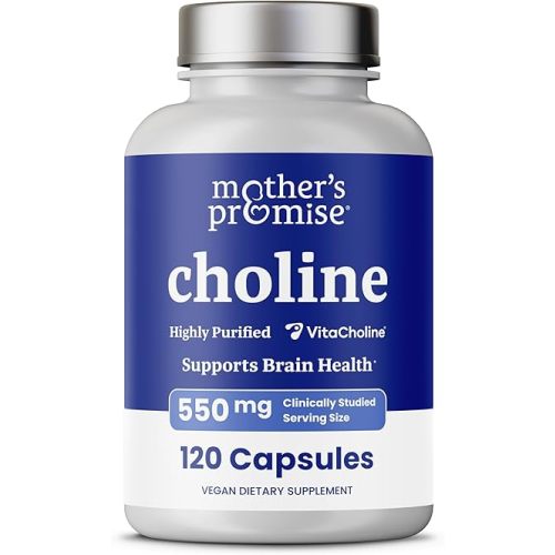 Choline Supplements 550mg | Supports Baby’s Brain Development & Cognitive Function During Pregnancy & Metabolism | Ultra Pure Natal VitaCholine®, Prenatal Choline Bitartrate | 120 Vegan Capsules