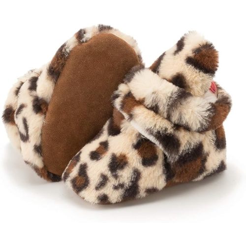 HsdsBebe Unisex Newborn Baby Cotton Booties Non-Slip Sole for Toddler Boys Girls Infant Winter Warm Fleece Cozy Socks Shoes