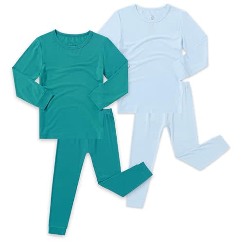 JunNeng Bamboo Viscose Pajamas for Toddler Baby, Boys Girls Solid Snug Fit Pajamas Long Sleeve Sleeper