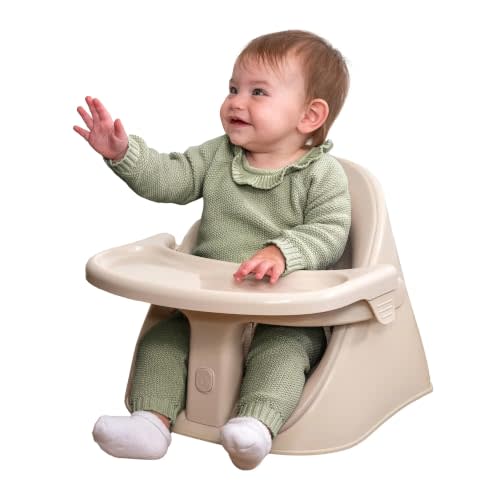 Boppy Proper Posture Floor & Booster Seat, Infant Seat & Washer-Safe Tray | Ergonomic Infant and Toddler Seat, Removable Washable Tray and Back Support for 4-36 Months, Floor or Booster Use - Oatmeal