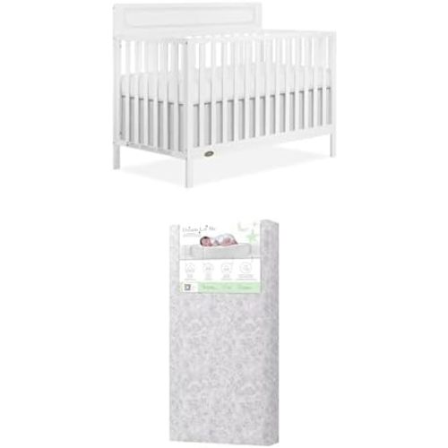 Bundle of Dream On Me Avery 5-in-1 Convertible Crib & Full-Size Crib Mattress – Greenguard Gold Certified Nursery Sleep Set
