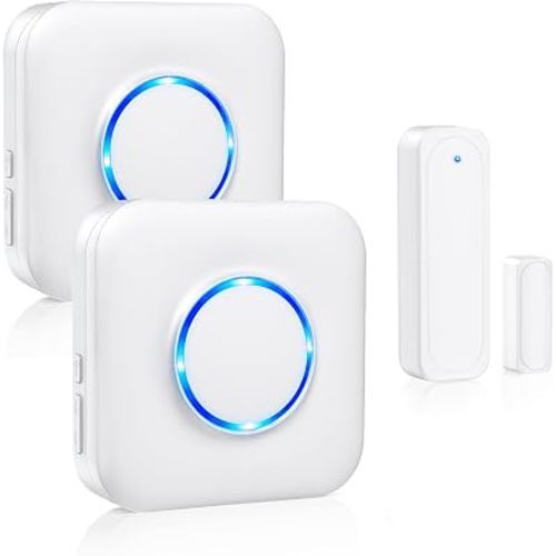 Door Chime, Satisure Door Sensor Chime When Door Opens, Door Entry Alarm for Business/Home/Office/Store with 600 FT Range 58 Chimes 5 Volume Levels LED Indicator (2 Receivers & 1 Sensors)