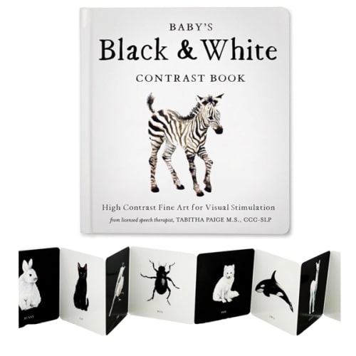 Baby's Black and White Contrast Book: High-Contrast Art for Visual Stimulation at Tummy Time (Tabitha Paige Children's Book Series)