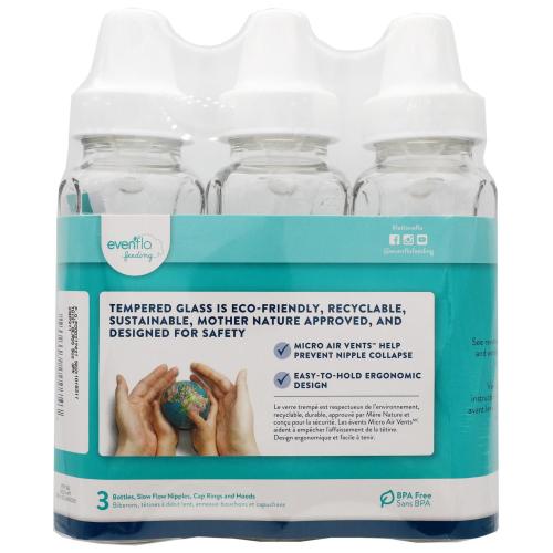 Evenflo Classic Glass Bottles 8 ounce, 3 pack