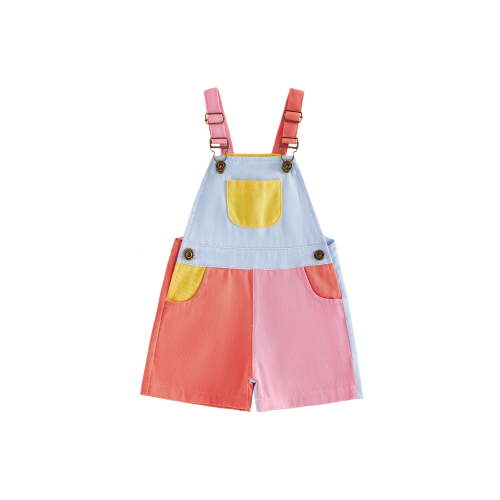 BemeyourBBs Toddler Baby Boy Girl Patchwork Overalls Shorts Kids Contrast Color Sleeveless Romper Jumpsuit with Adjustble Shoulder Strap Pockets 90s Clothes