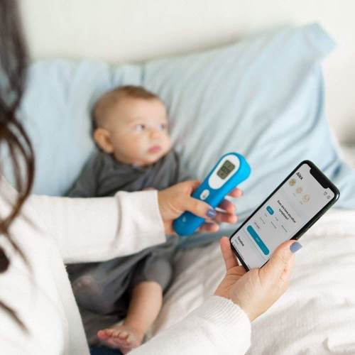 Kinsa QuickScan Non-Contact Smart Thermometer with Smartphone App & Health Guidance - Blue
