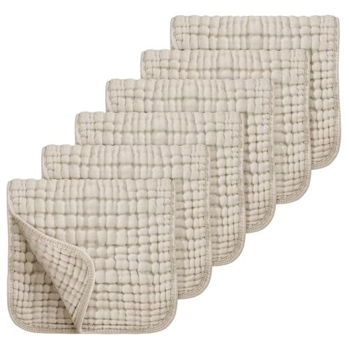 Looxii Muslin Burp Cloths Baby Girl 6 Pack - 20" x 10" - Ultra Soft & Absorbent, 6-Layer 100% Cotton for Spit Up & Drool- Gentle Baby Burping Cloth, Newborn Essentials Shower Gift Girl, Gradient Pink