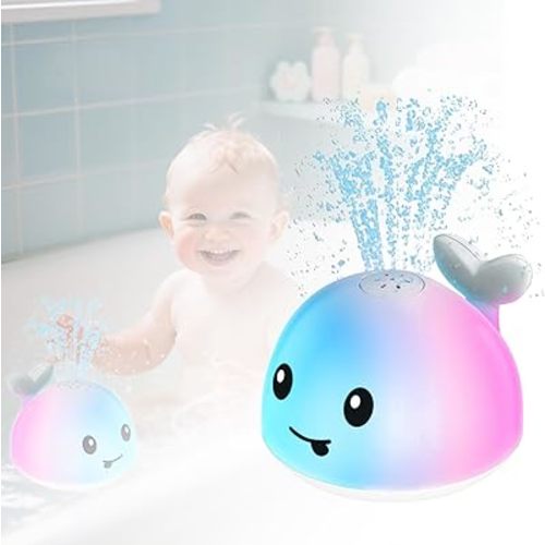 Whale Bath Toy, Baby Bath Toys Rechargeable Colorful Whale Sprinkler for Babys Toddlers Kids Boys or Girls