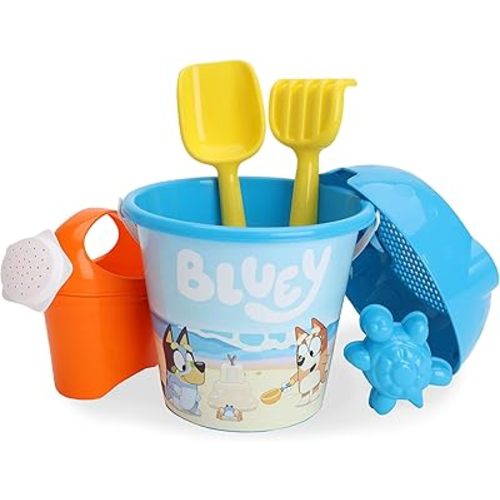 Toyland® Bluey & Bingo 6 Piece Bucket & Spade Set with Watering Can - Sand & Water Play Sandbox - Beach Toys