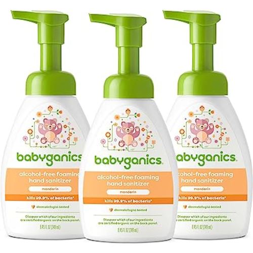 Babyganics Foaming Pump Hand Sanitizer, Alcohol Free, Mandarin, Kills 99.9% of Common Bacteria, Moisturizing, 8.45 Fl Oz (Pack of 3)