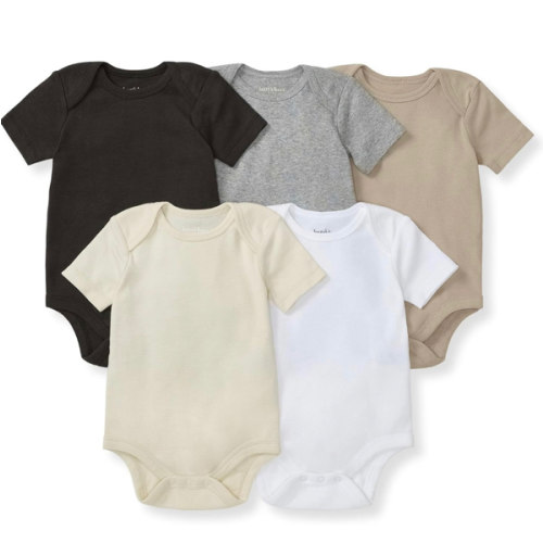 Burt's Bees Baby Unisex Bodysuits, Short Sleeve Organic Sleepwear, 5-Pack