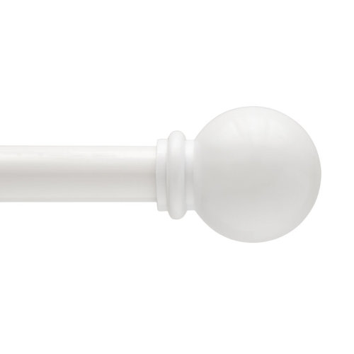 Basics by Wayfair™ Wayfair Basics Ball End Single Curtain Rod, 28-48" or 48-86" Adjustable Length, 5/8" Dia. Steel & Reviews | Birch Lane