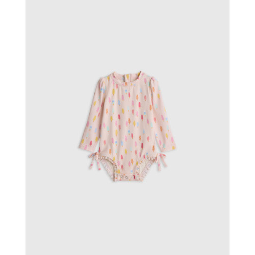 Long Sleeve Tie One-Piece Swimsuit - Baby